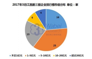 2017年3月江西省新三板企业市值排行榜